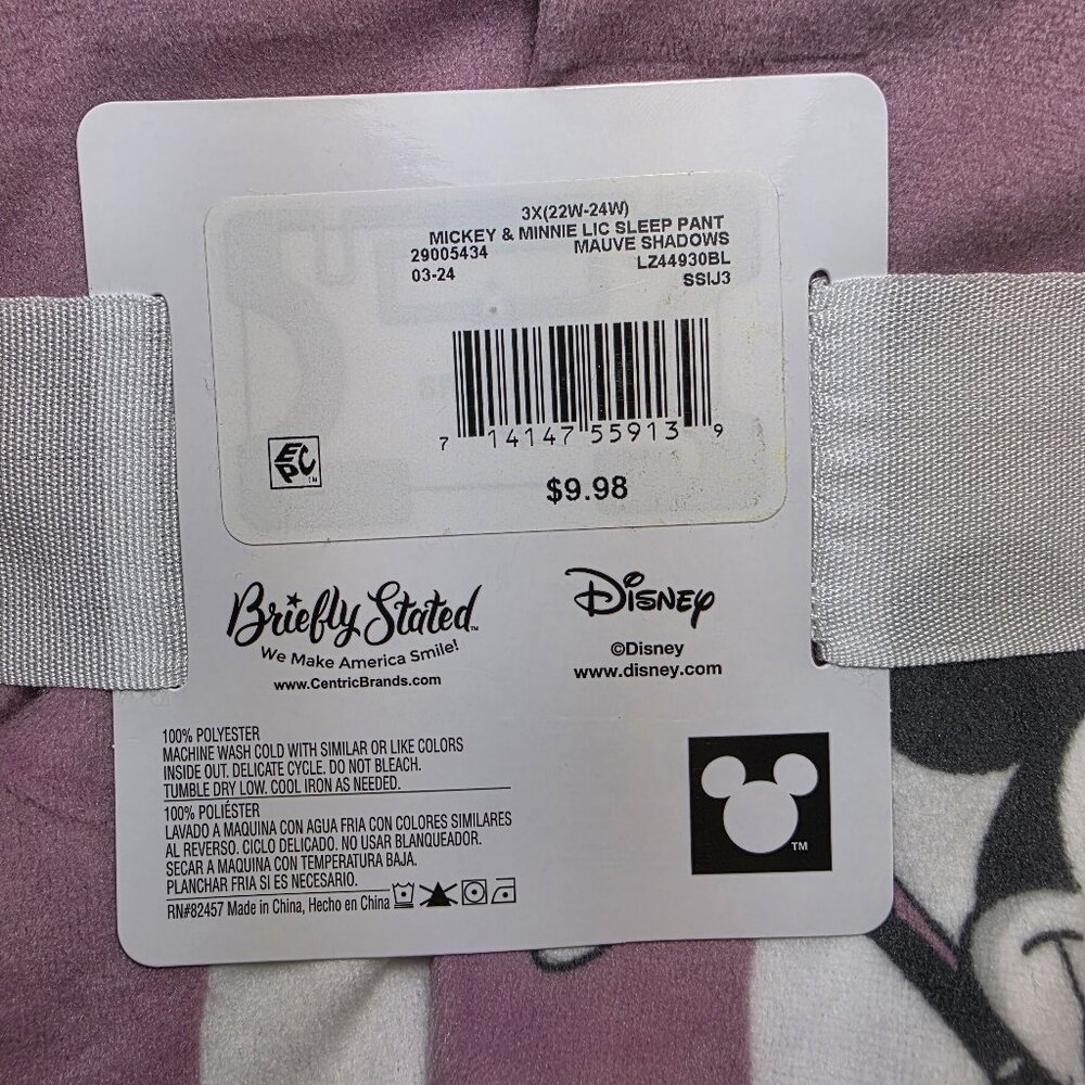Disney Sleep Pants Mickey & Minnie Mouse Womens Sz 3X /22W-24W Elastic Waistband - Picture 3 of 4